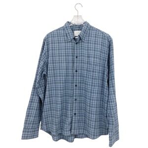 Billy Reid Hutcheson Plaid Button-Up Shirt Blue Men's Size L Cotton Blend